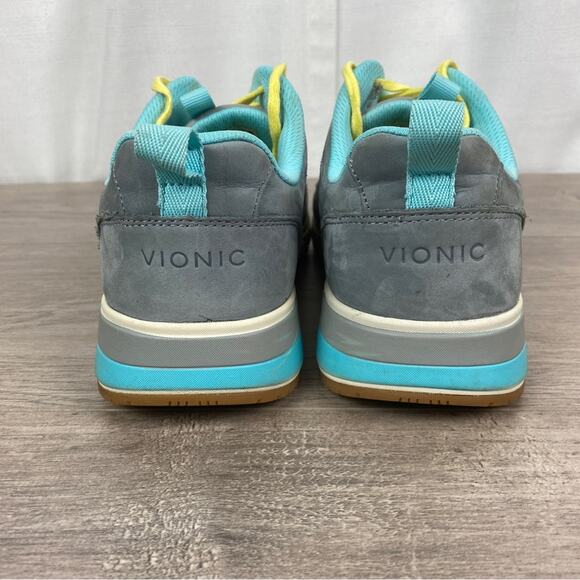 Vionic Gray With Yellow&Blue Detail Retro Vibe Rechelle Sneakers Sz.8 - Picture 7 of 15